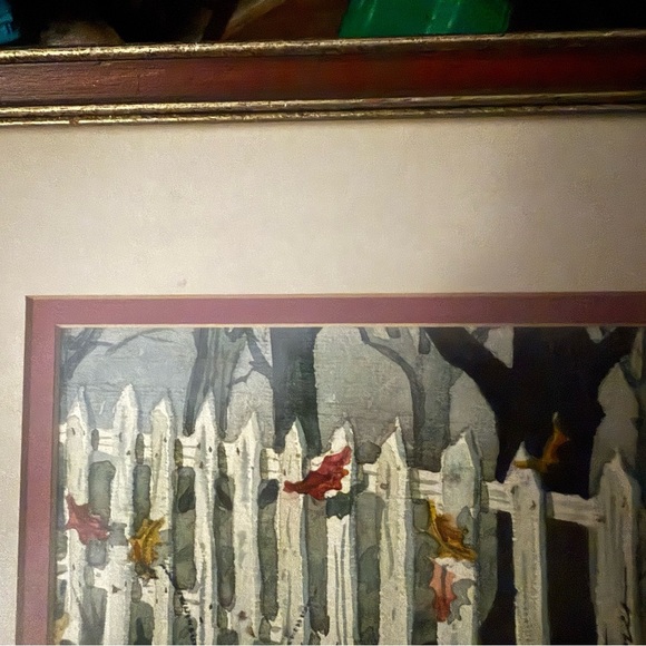 Vintage Dick Tanner Signed Watercolor – White Fence Autumn Leaves Framed 10x12 - Picture 8 of 8